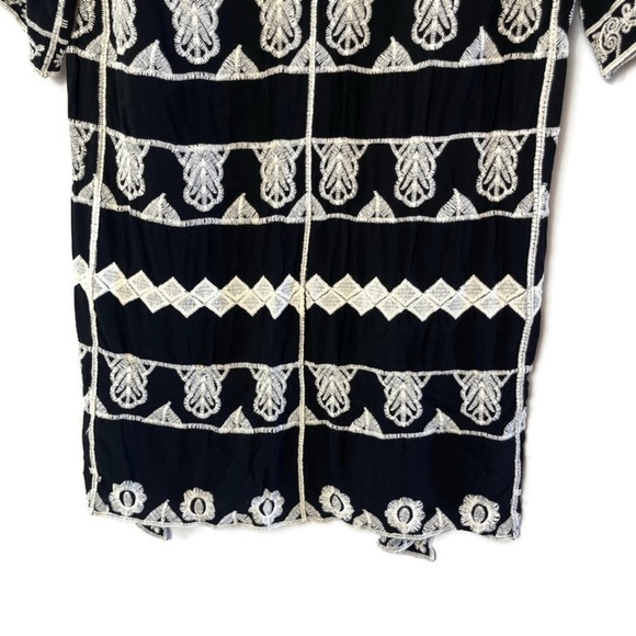 Est. 1946 Boho Black White Allover Embroidered Kimono Jacket Duster Coverup S/M - Picture 6 of 11